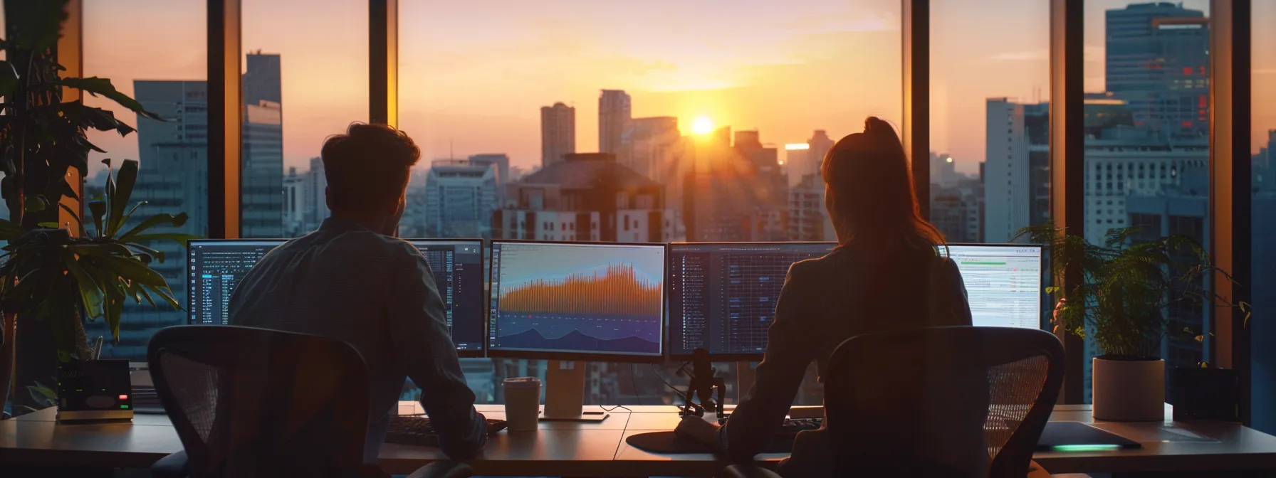 a focused team of technicians analyzes vibrant error logs on sleek computer screens in a modern office environment, using precise tools and collaboration to troubleshoot and optimize api performance for effective marketing dashboards.